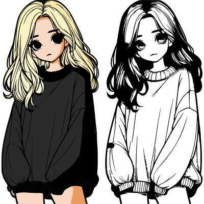 realistic girl with baggy sweater