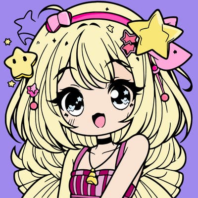 cute anime girl with star accessories