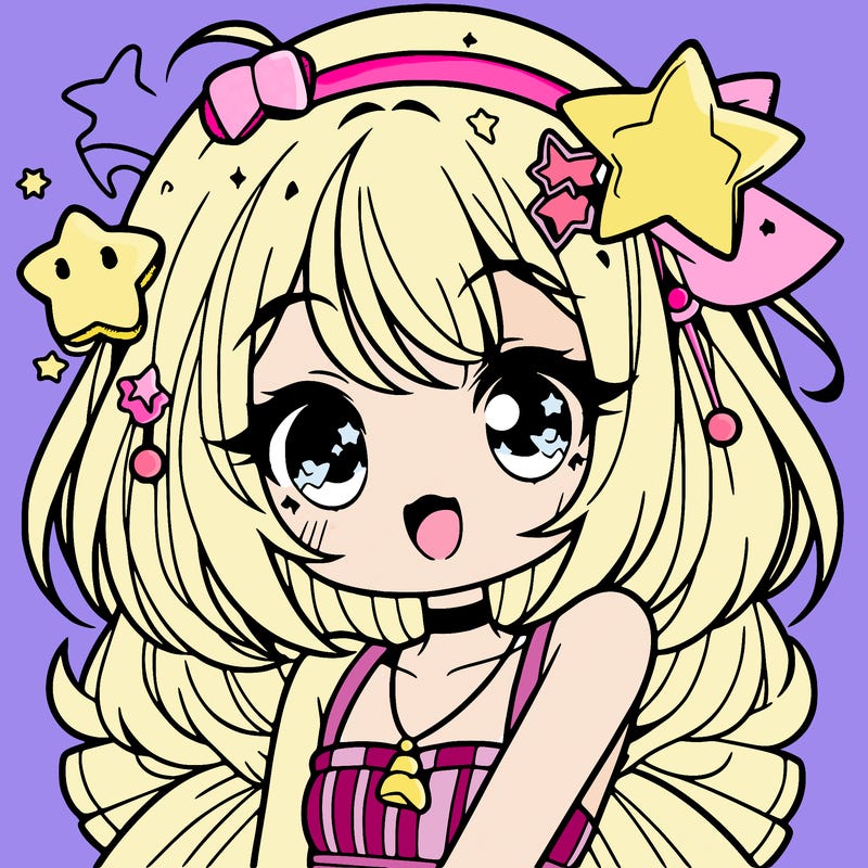 cute anime girl with star accessories