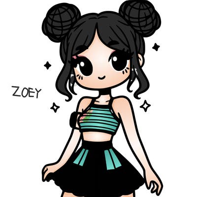 girl wearing crop top and skirt with space buns