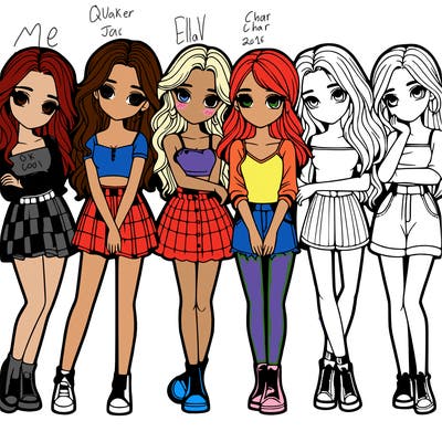 a group of girls realistic