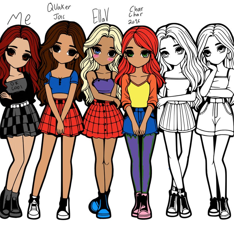 a group of girls realistic