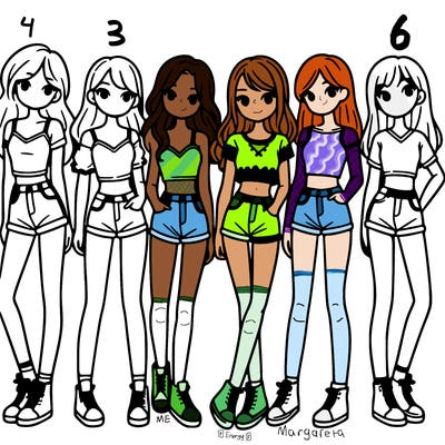 a group of girls wearing crop tops and shorts