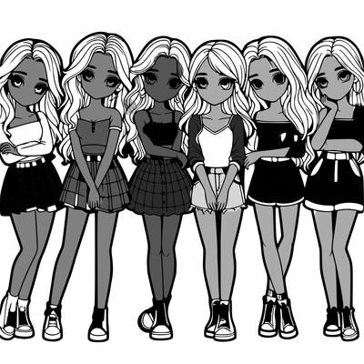 a group of girls realistic