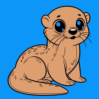 otter, big eyes, full body