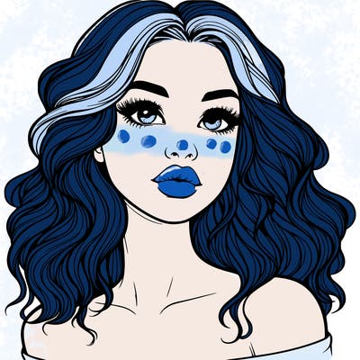 realistic girl with wavy hair and lips
