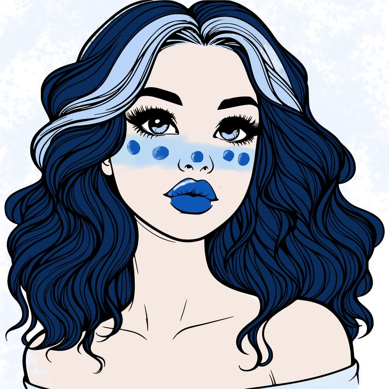 realistic girl with wavy hair and lips