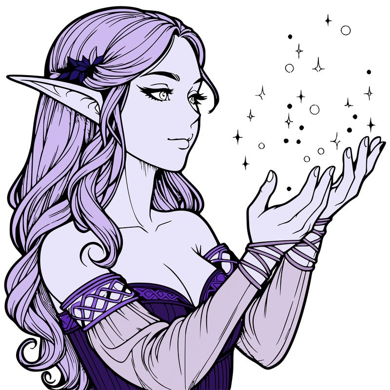 realistic elf girl doing magic
