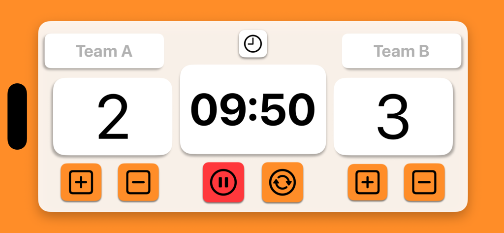 Tableau de bord et interface de chronomètre de basketball minimalistes pour les matchs amateurs