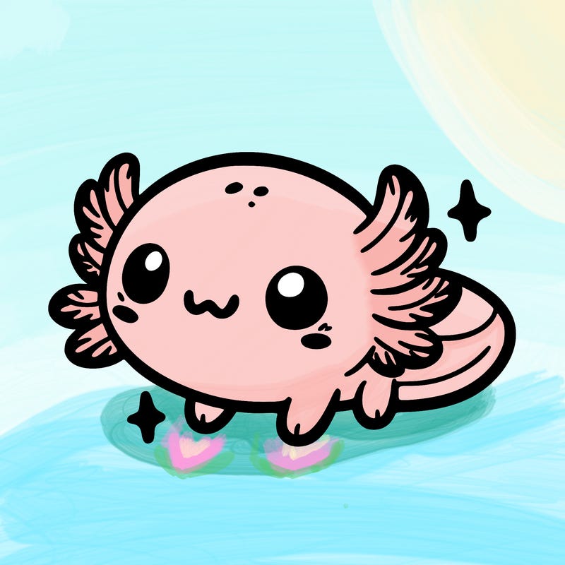 cute easy baby axolotl