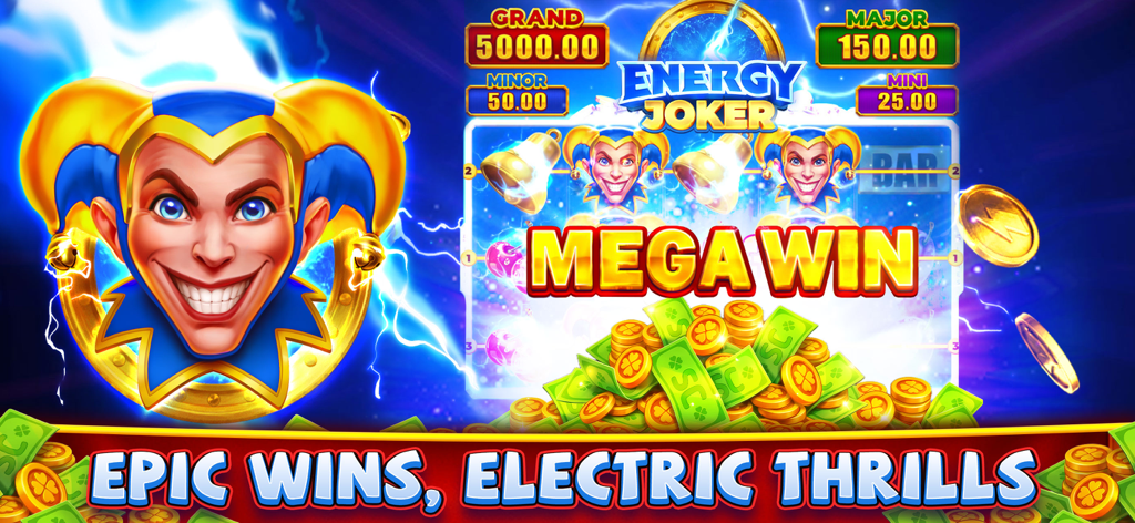 Lavish Luck Casino - Máquina de slot Energy Joker com exibição de mega vitória no Lavish Luck Casino