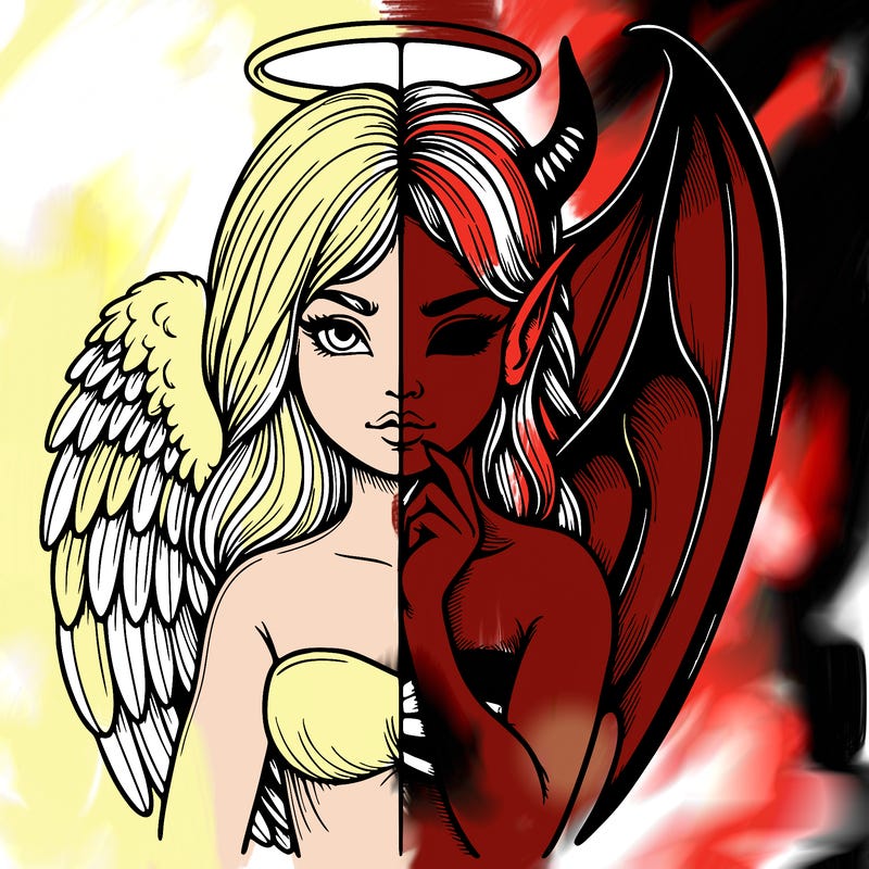 realistic angel half demon