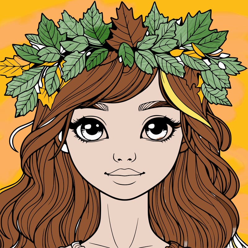realistic girl with fall leaf crown