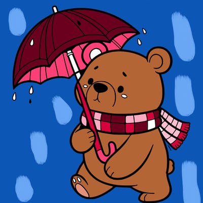 a bear with a umbrella
