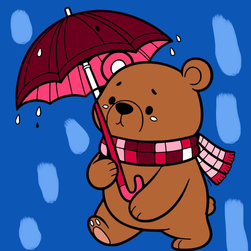 a bear with a umbrella