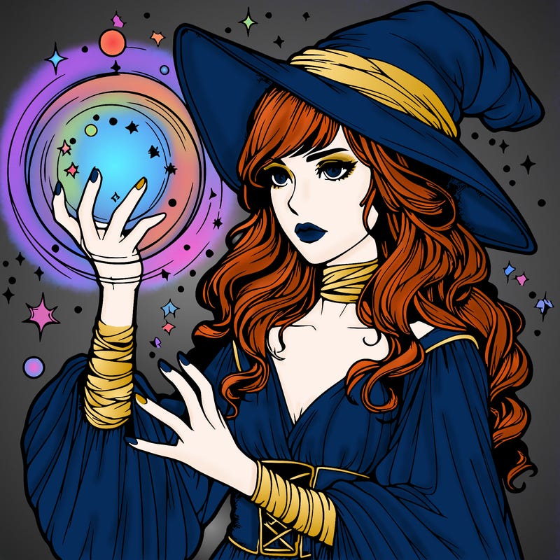 realistic women sorcerer using magic