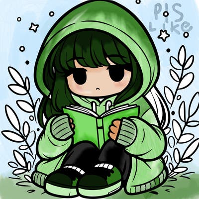 girl in oversized hoodie reading a book