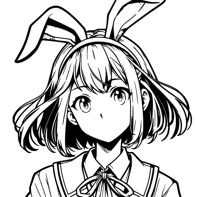 anime realistic girl with bunny ears one head