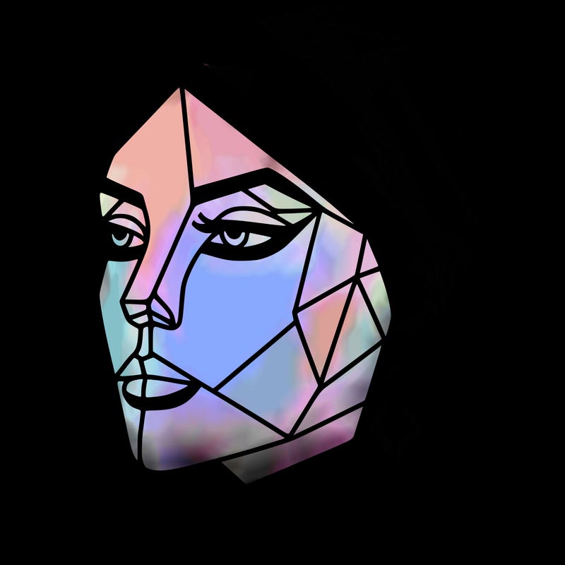 geometric art illustration of a woman's face