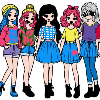 a group of five girls