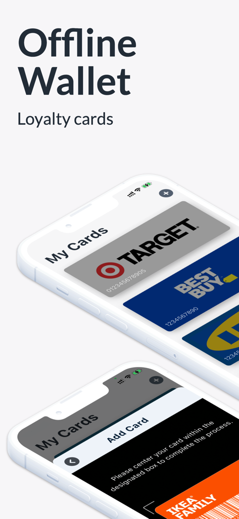 Fotom offline loyalty card wallet app interface showing digital store cards