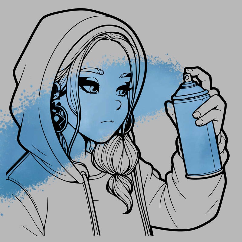 a realistic girl, spray painting