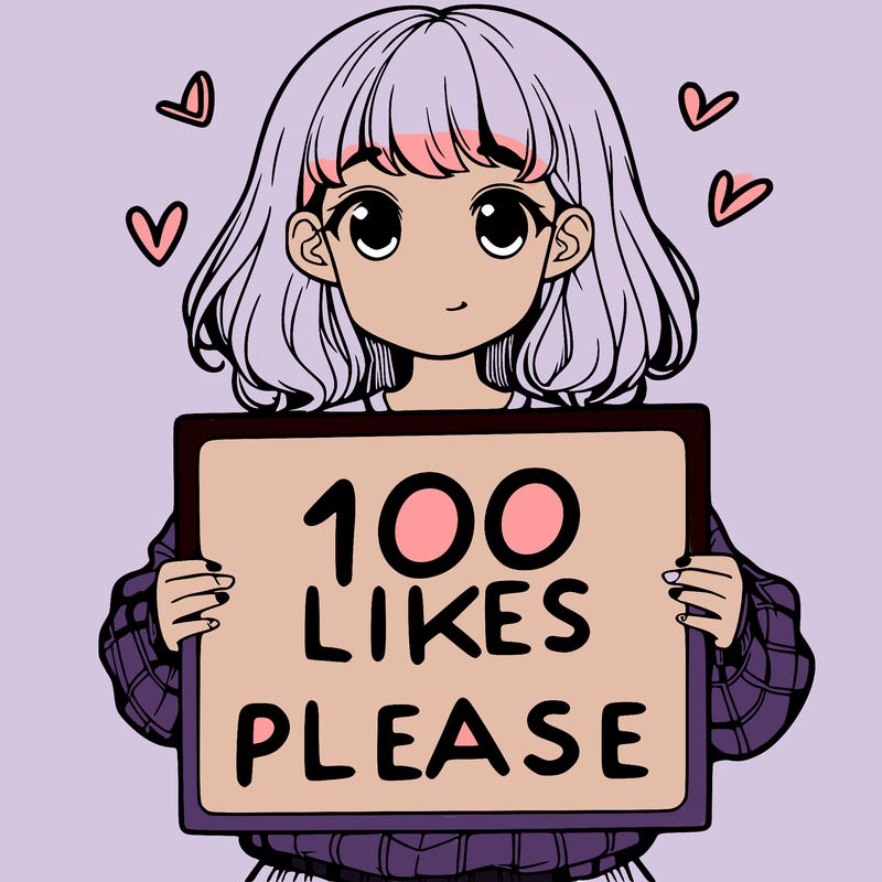 a girl holding a sign saying 100 likes please