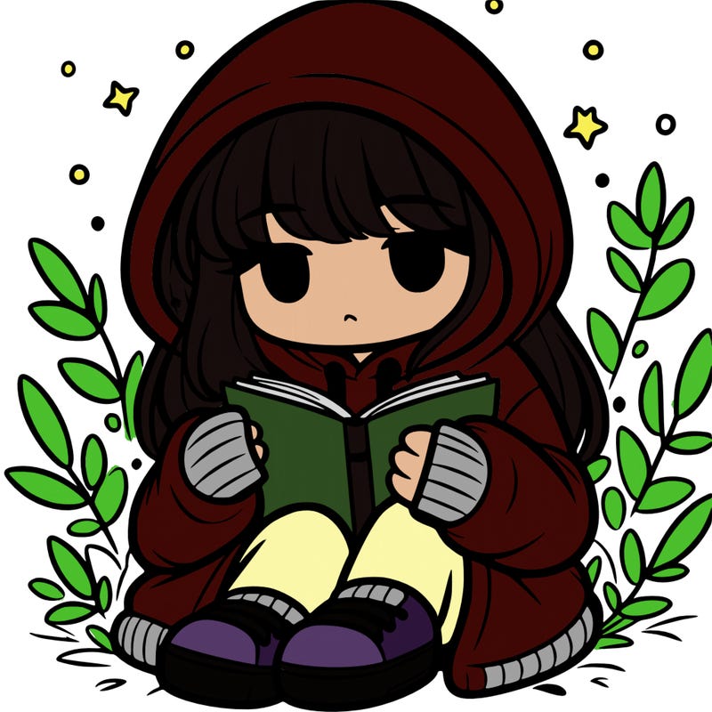 girl in oversized hoodie reading a book