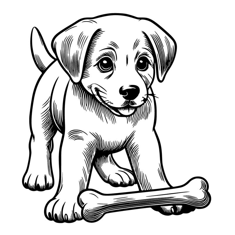 dog with a bone realistic