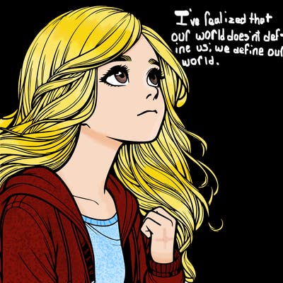 realistic girl looking at the sky