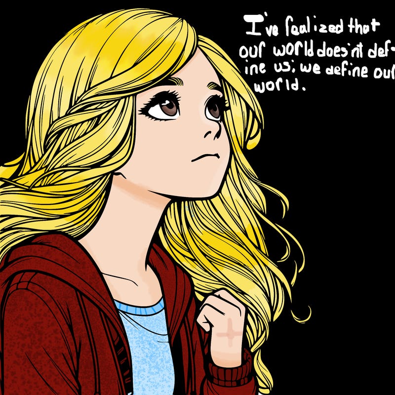 realistic girl looking at the sky