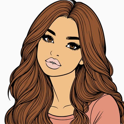 realistic girl with hair on her hair and lips