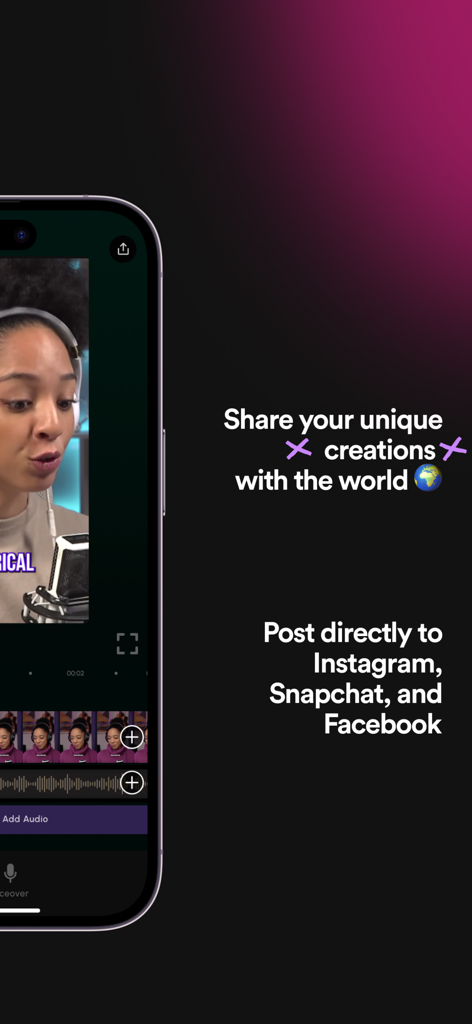 Soundverse - AI Song Generator - iPhone screen displaying the Soundverse app social media sharing options for AI music creations