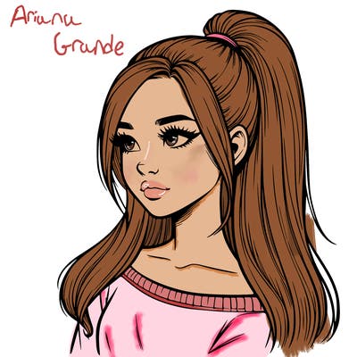 realistic girl with a high ponytail