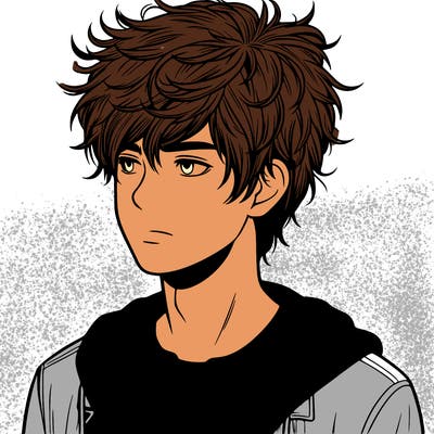 realistic teenage boy with messy hair