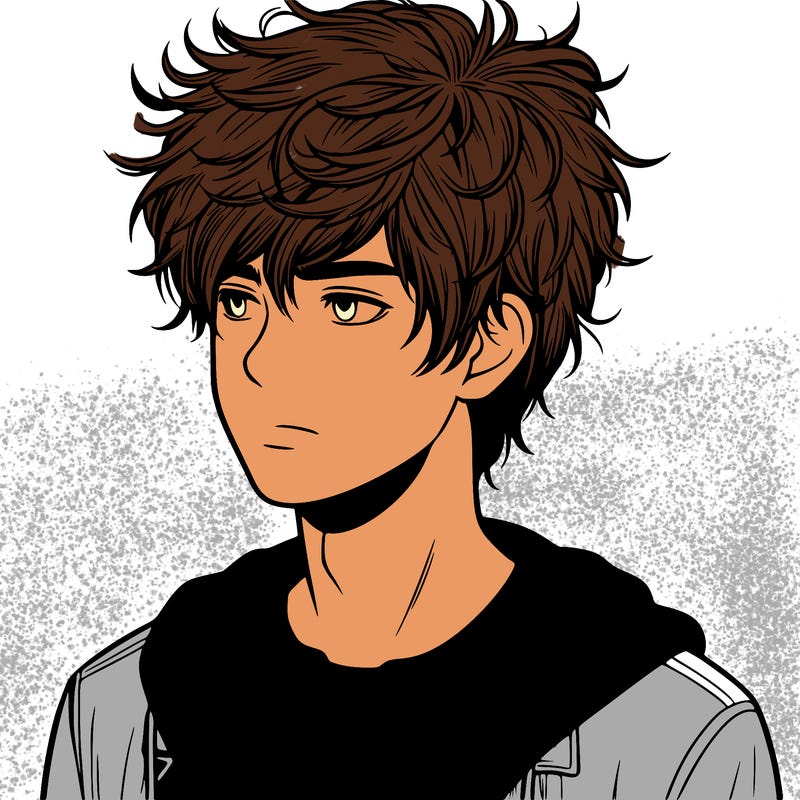 realistic teenage boy with messy hair