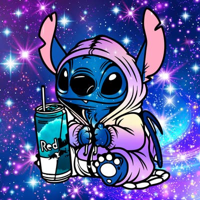 stitch a hoodie and redbull