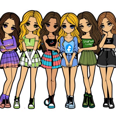 a group of girls realistic