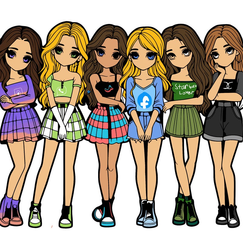a group of girls realistic