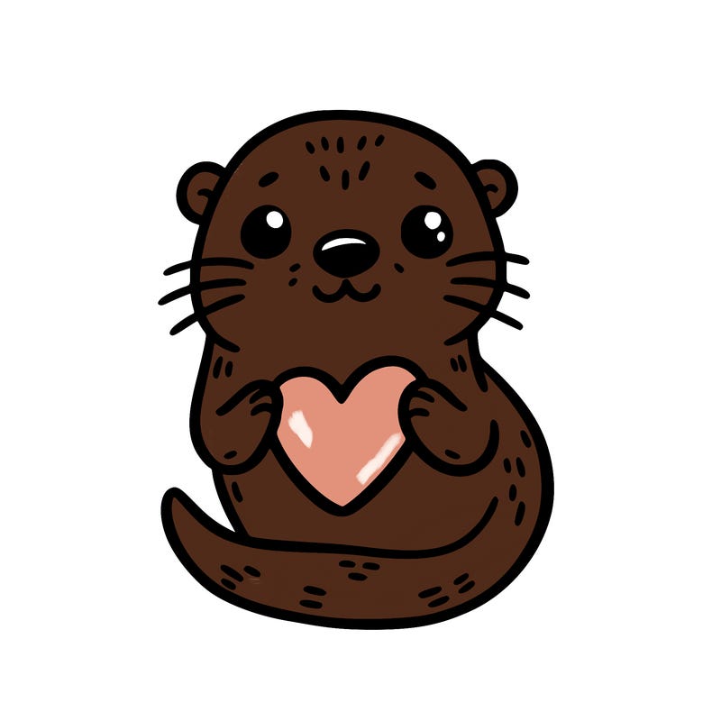 otter with a heart