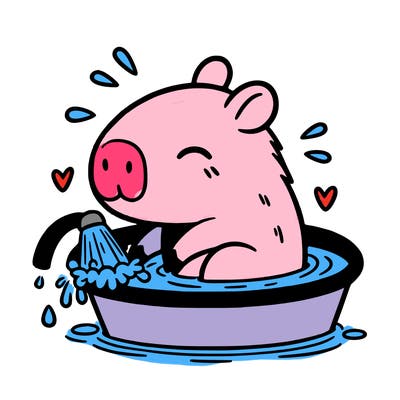 capybara taking a bath