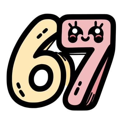 the numbers 67