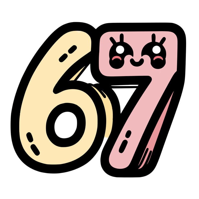 the numbers 67
