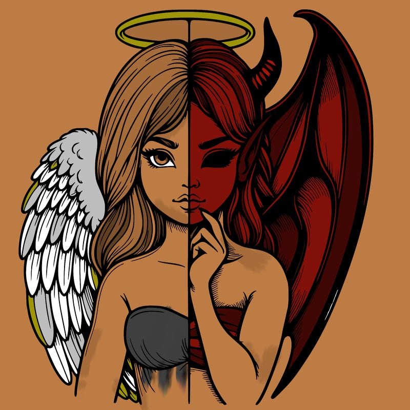 realistic angel half demon