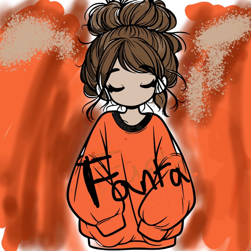 girl with baggy sweatshirt and messy bun