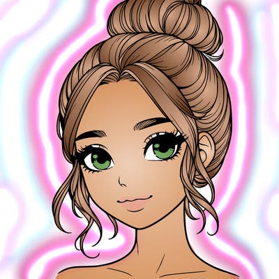 realistic pretty girl with hair in bun