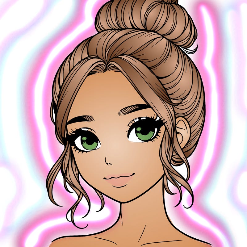 realistic pretty girl with hair in bun