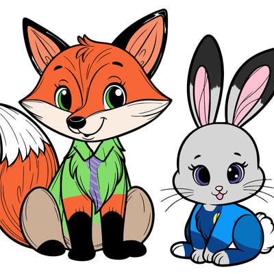 fox and rabbit family