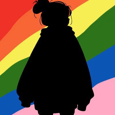 realistic girl with a oversized sweatshirt on and a bun