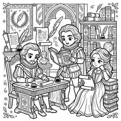 Celebrate the golden age of literature with our exquisite Renaissance Poets coloring page. This intricate design invites you to bring to life the scribes, scholars, and muses of a transformative era, perfect for history lovers and art enthusiasts alike.